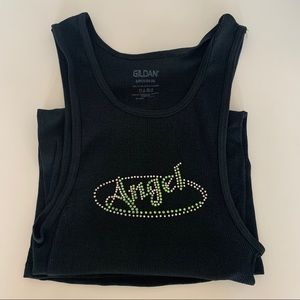 Handmade Rhinestone Angel Tank